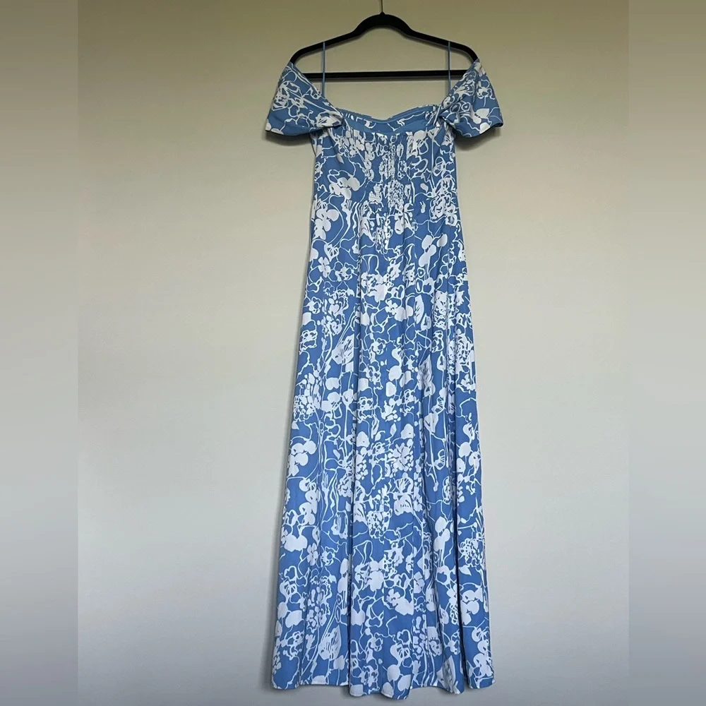 abercrombie off shoulder camille maxi dress in french blue floral